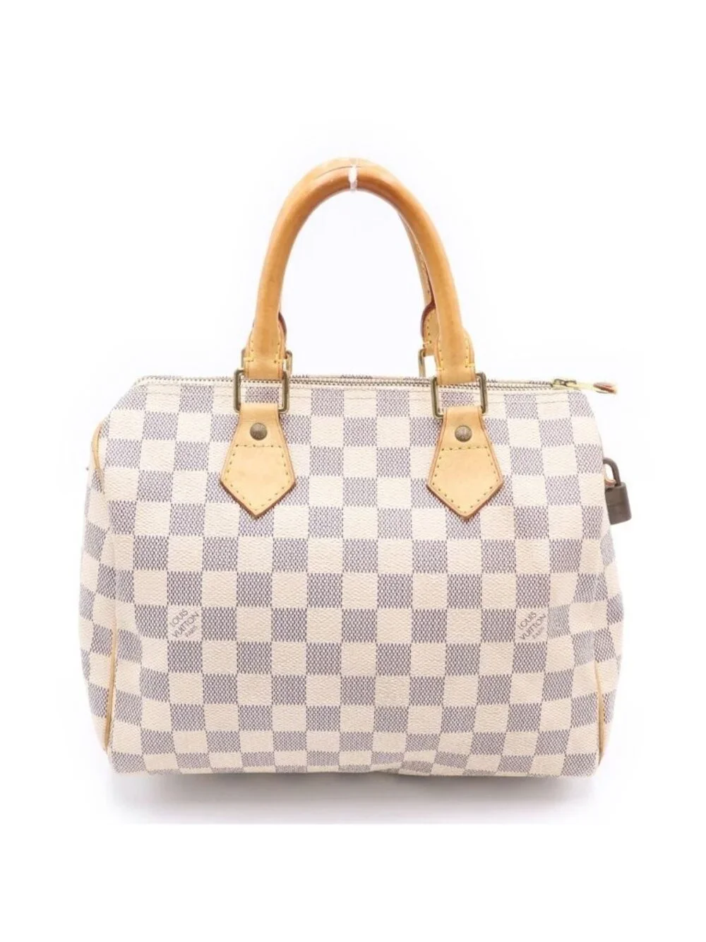 Louis Vuitton Damier Azur Speedy 25 Leather Handbag White